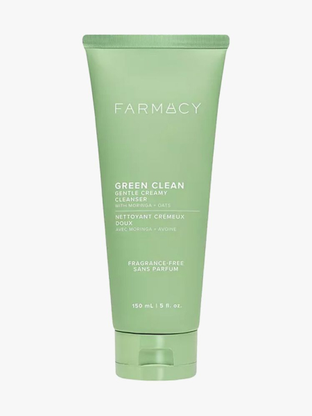 Farmacy Green Clean Gentle Creamy Cleanser in branded tube component on a light gray background
